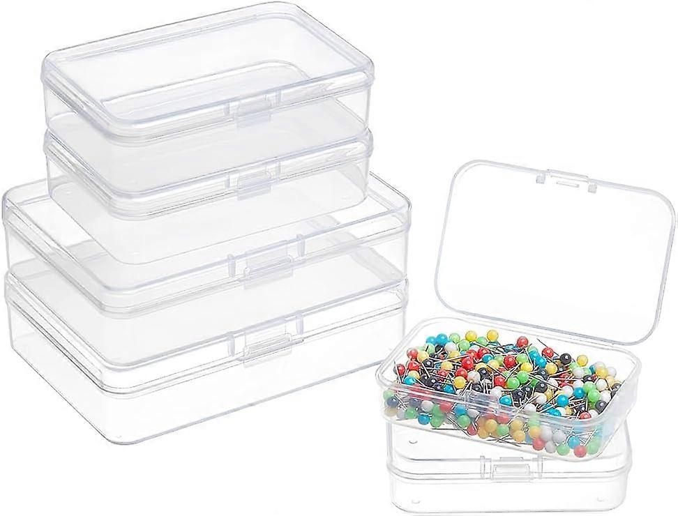 12 Pack 3 Mixed Sizes Rectangular Clear Plastic Bead Storage Box with Flip-Up Lids for Small Items and Crafts Projects Organization