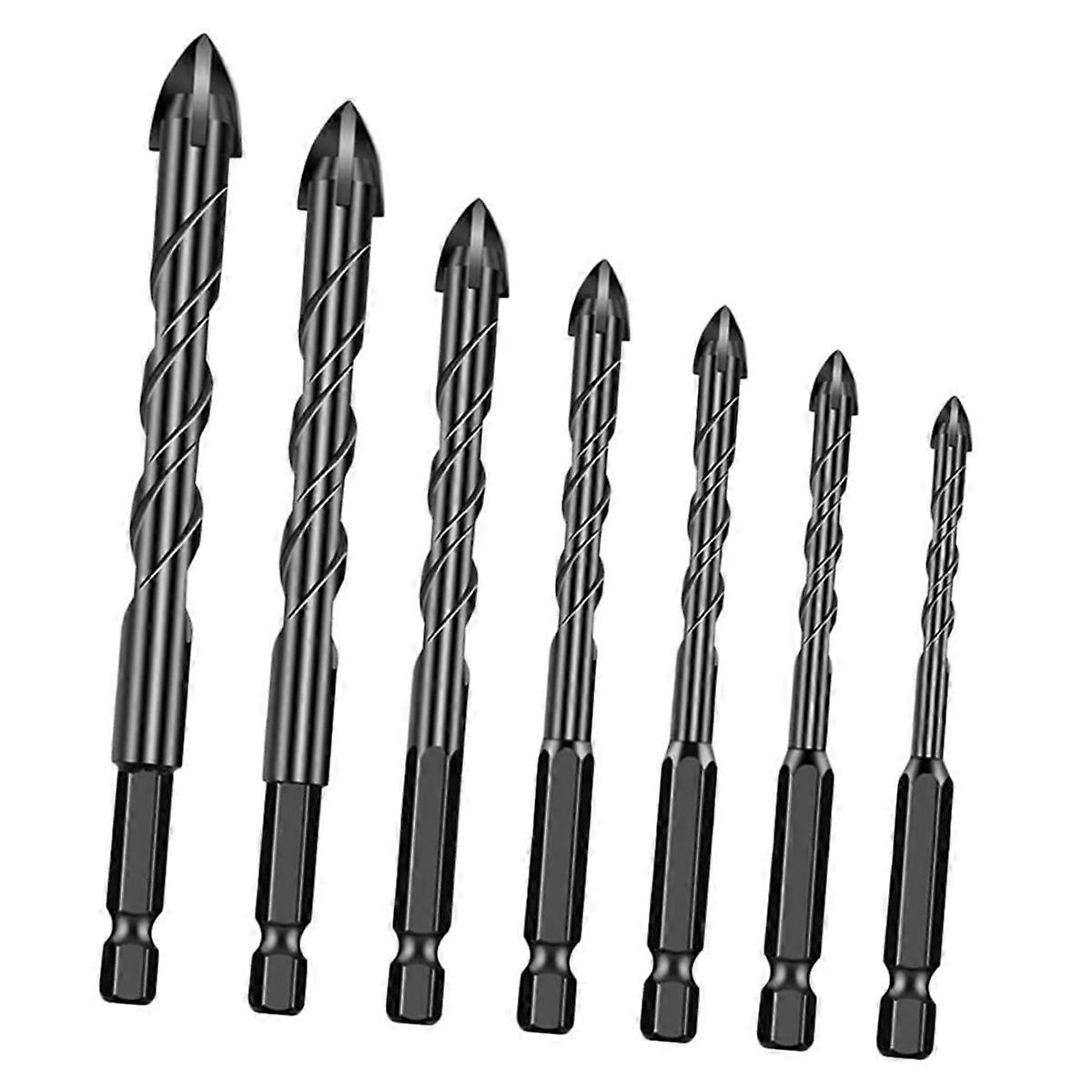 7pcs Hex Shank Drill Bit Legna da ardere Trapano a mano Cono Multiuso Drill Bit a gradini Tile Drill Bit