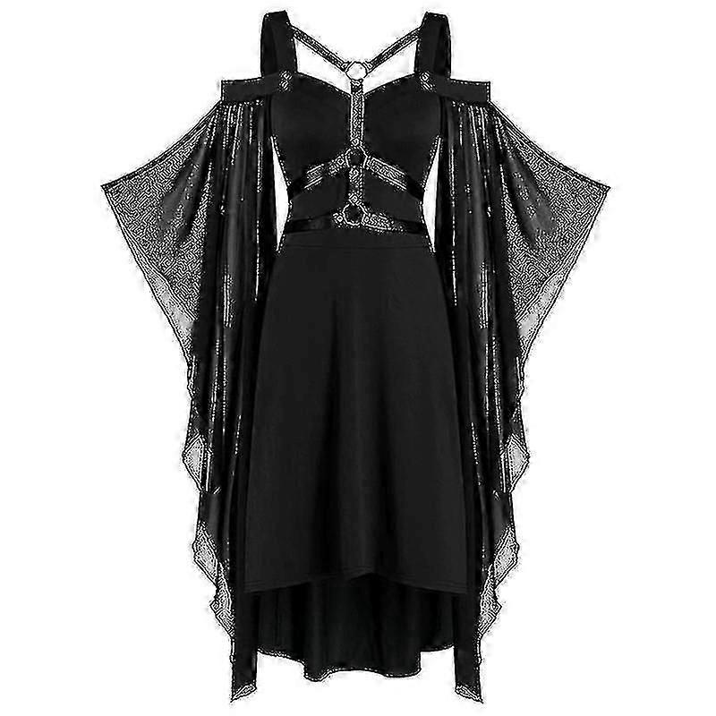 Women Gothic Mesh Flared Sleeve Dress
