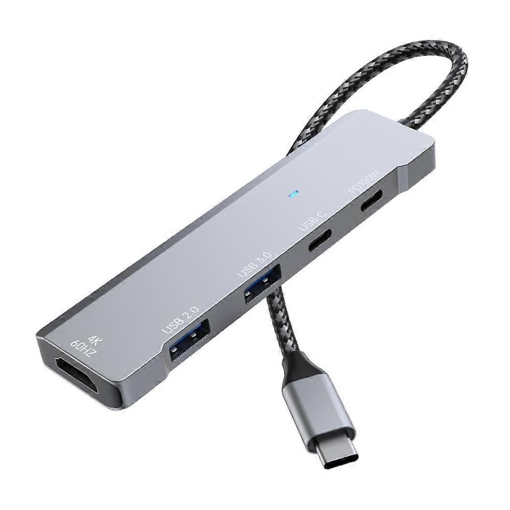 Type A ADS-336 5 In 1 USB C Hub PD 100W Fast Charging 4K 60Hz HD Data Transfer Adapter