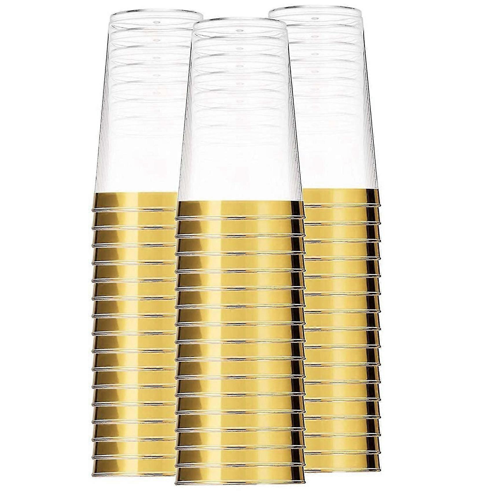 Gold Plastic Party Cups Disposable Wine Cups -gold Rim