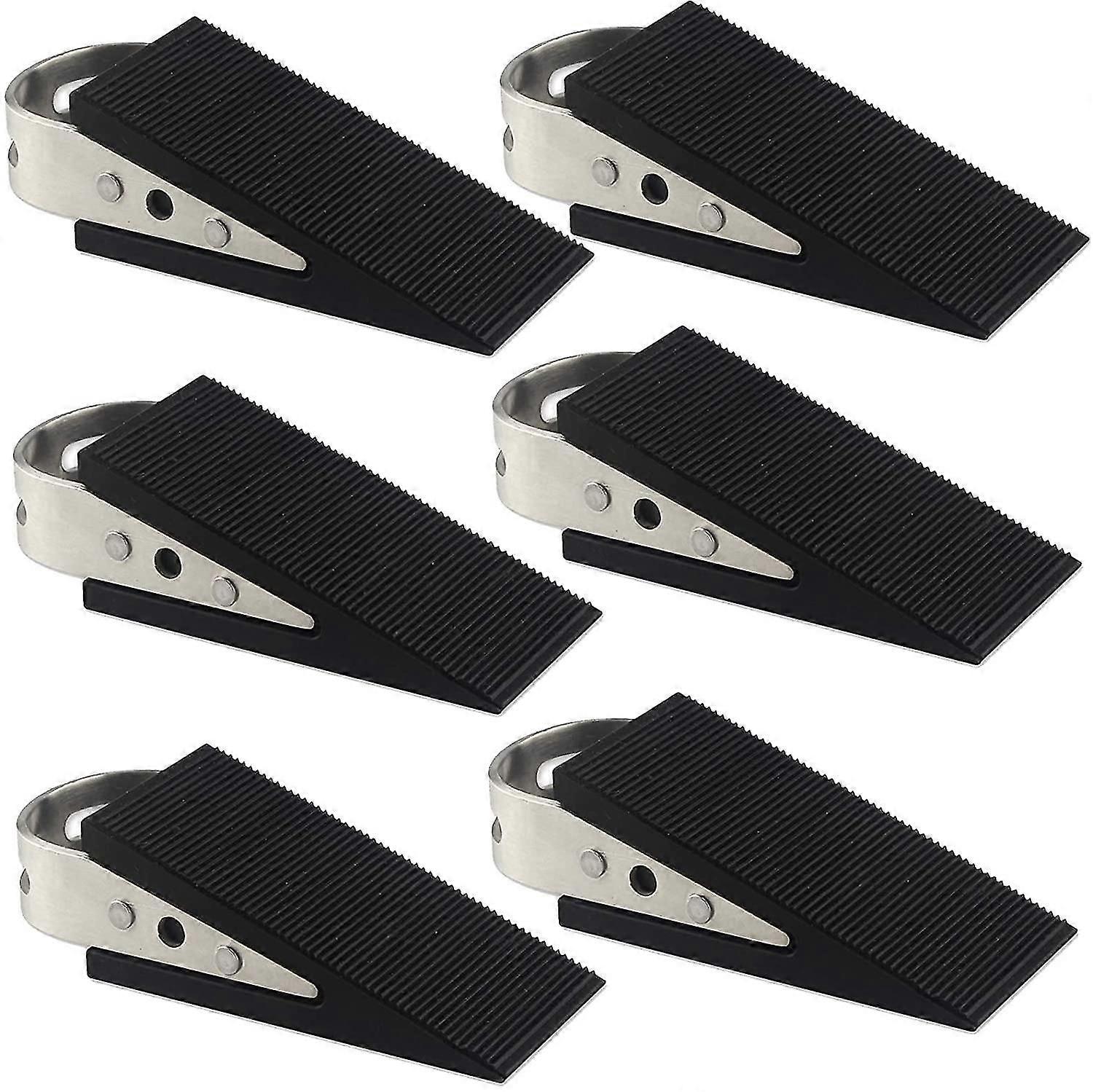 Bute De Porte, Cale Noire Robuste En 6 Pices, Peut Fixer Fermement La Porte Sans Bouger, En Caoutchouc Et En Acier Inoxydable, ConvientLes Sols