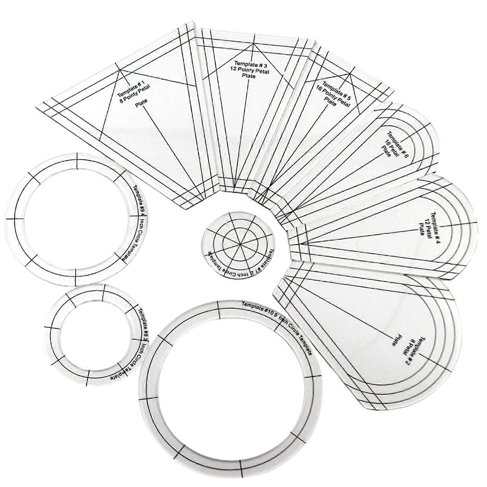 10 Piece Quilting Template Lightweight Portable Patchworks Ruler Professional DIY Sewing Tools