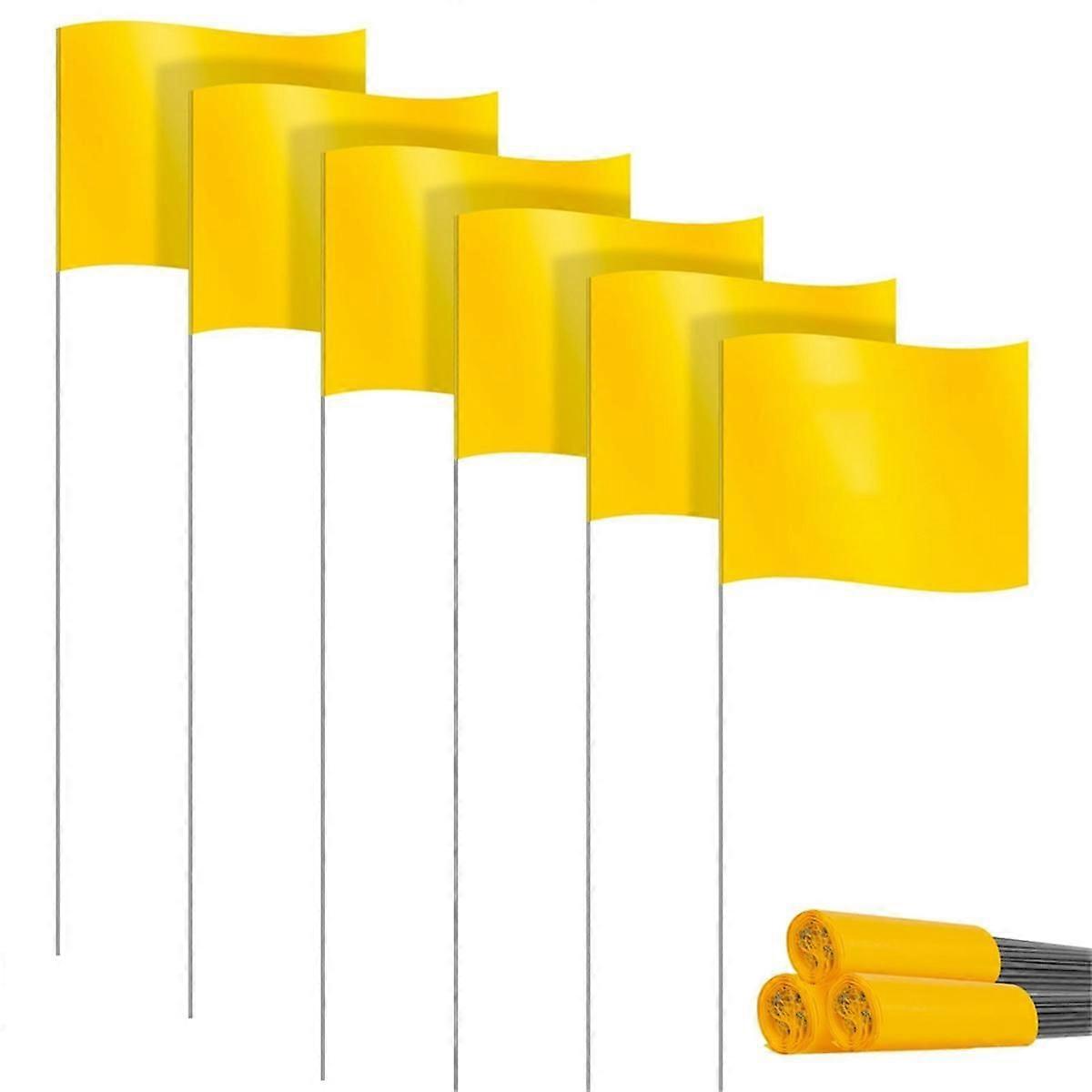 Marking Flags Marker Flags for Lawn 30 Pack, PVC Small Flags,Marking Flags Lawn Flags, Garden Flags,Survey Flags,Yellow