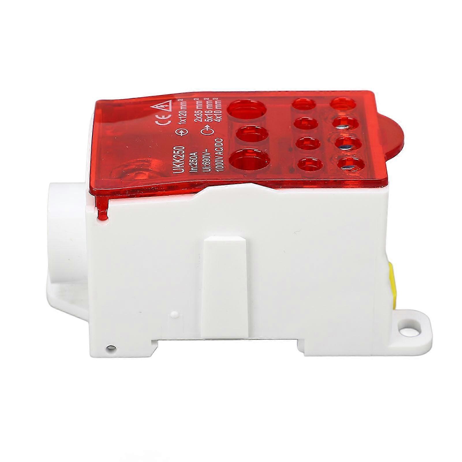Din Rail Terminal Block Junction Box 690V 250A Single Pole Power Distribution Box Red