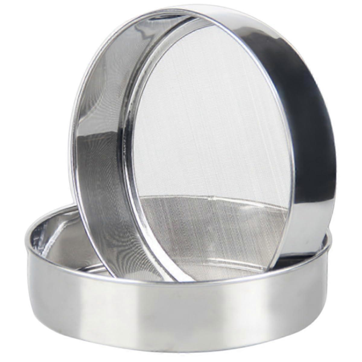 8" Stainless Steel Flour Sieve - 40 Mesh Round Sifter for Baking, Powdered Sugar, and Fine Sieving