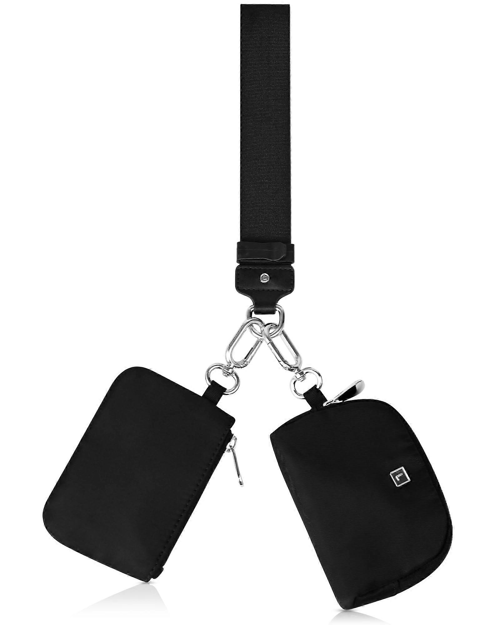 Dual Pouch Wristlet Wallet for Women and Men with Keychain Coin Purse, Zip Card Holder, Durable Material, Compact Size