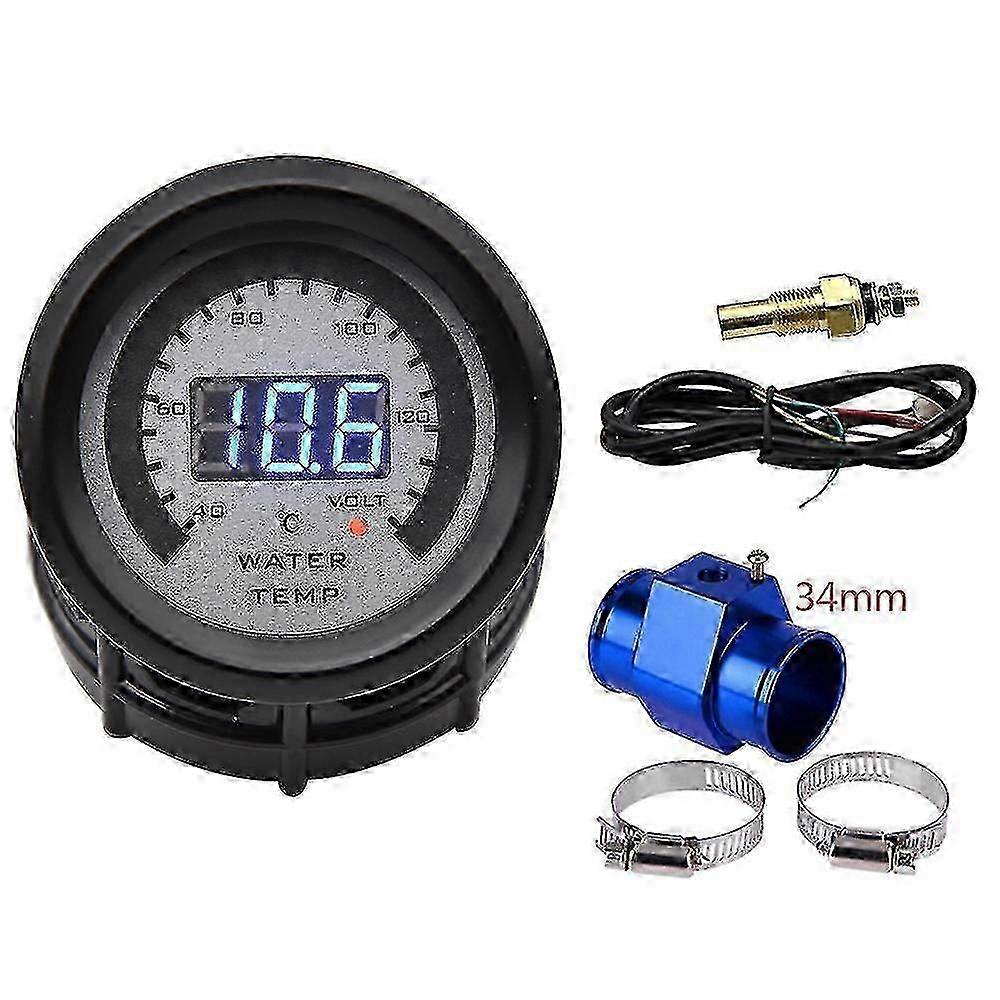 Einzigartige 40-140 2 In 1 Voltmeter Wassertemperaturanzeige Racing Digitaler Wassertemperaturmesser Sensor mit Gelenk Pi