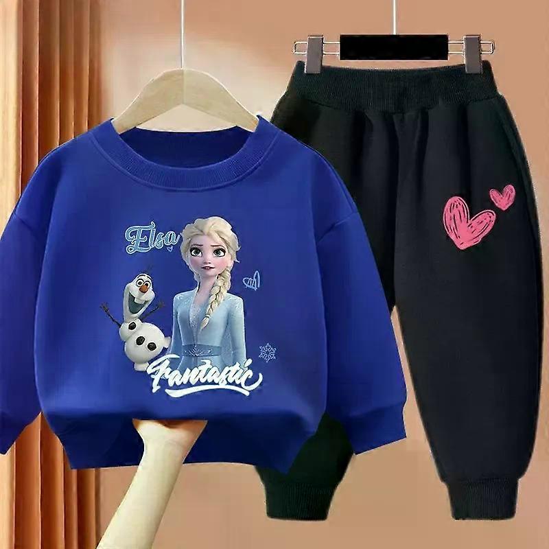 DISNEY Frozen Elsa Baby Girls Clothing Sets Spring Autumn New O Neck Hoodies Pant Two Piece Suit for Children Thin Tracksuit