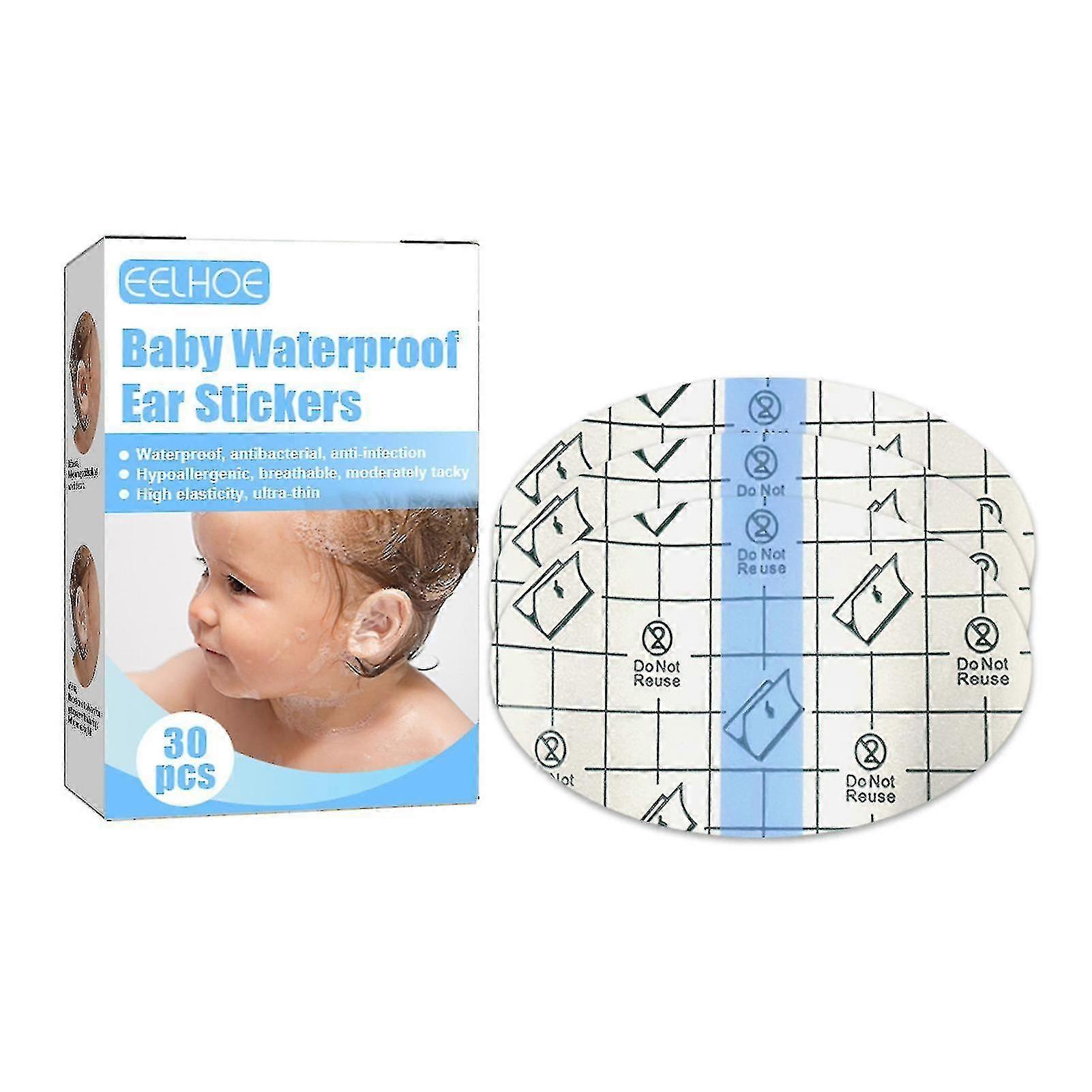 30pcs μωρό αδιάβροχα μπαλώματα αυτιών baby ντους μίας χρήσης προστατευτικά αυτιών κάλυψη για τα θαλάσσια σπορ κολύμβησης