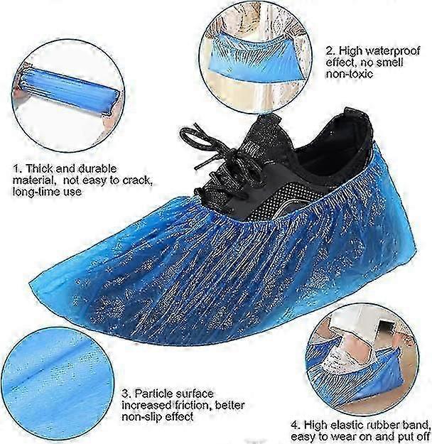 Για πλαστικά καλύμματα παπουτσιών 100PCS, μίας χρήσης καλύμματα παπουτσιών, αδιάβροχα αντιολισθητικά καλύμματα σκόνης, κατάλληλα για τη διατήρηση παπουτσιών/δαπέδων/χαλιών καθαρών και τακτοποιημένων