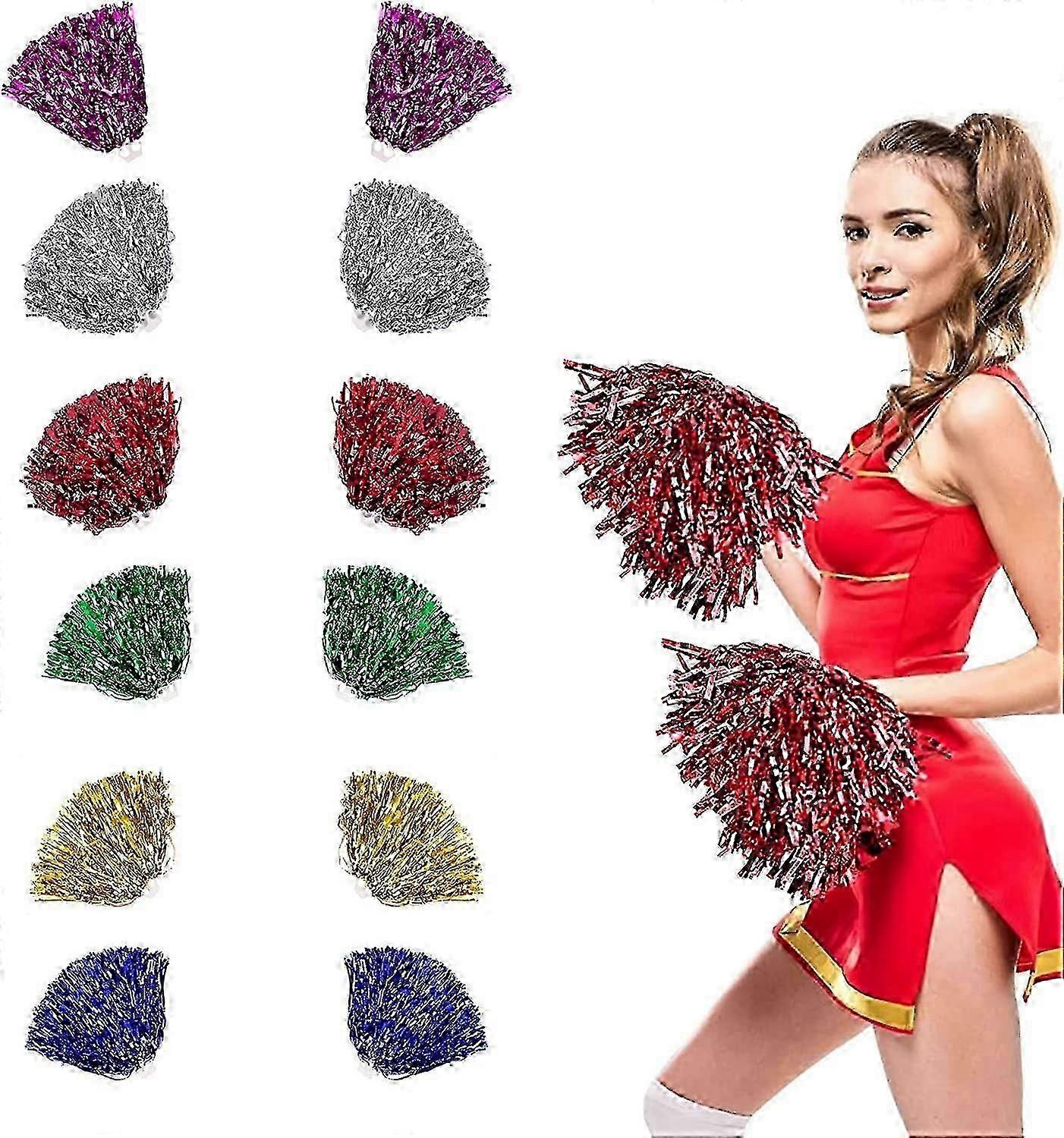 12 pcs Durable Lightweight Cheerleading Flower Pom Poms (Random Colors)