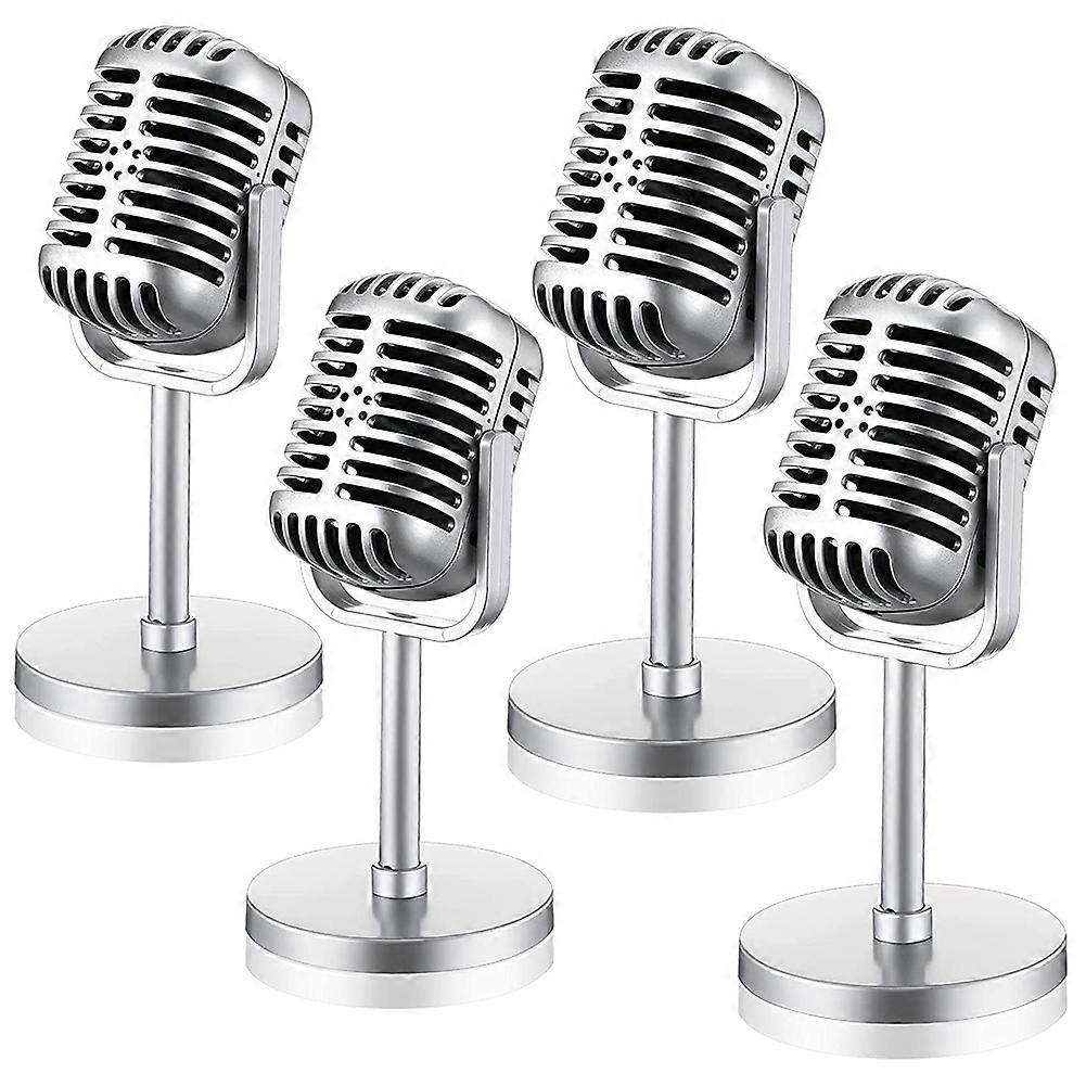 4Pcs Retro Microphone Props Model Vintage Microphone Antique Microphone Toy Microphone Stage Table D