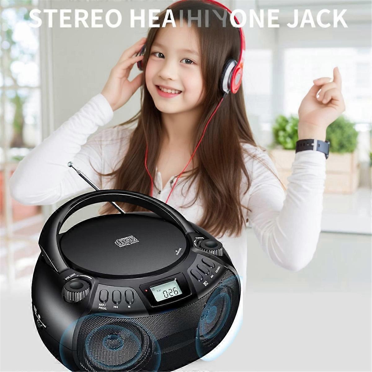 CD Player Multifunction Portable Bluetooth CD Player Radio Dual Speaker Stereo Audio Input USB Playe