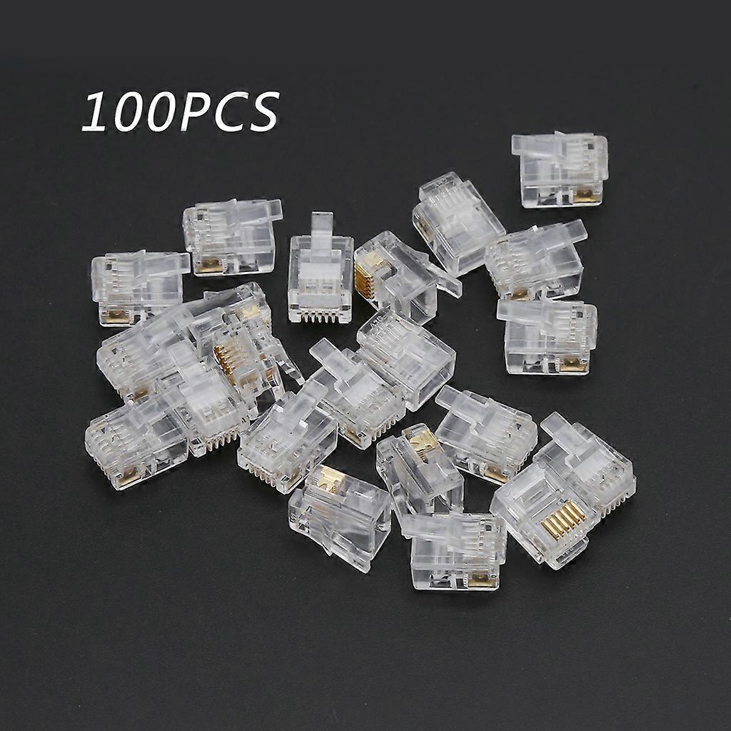 100pcs RJ12 6P6C Modular Cable for Head Telephone Connectors Crystal Plugs Other