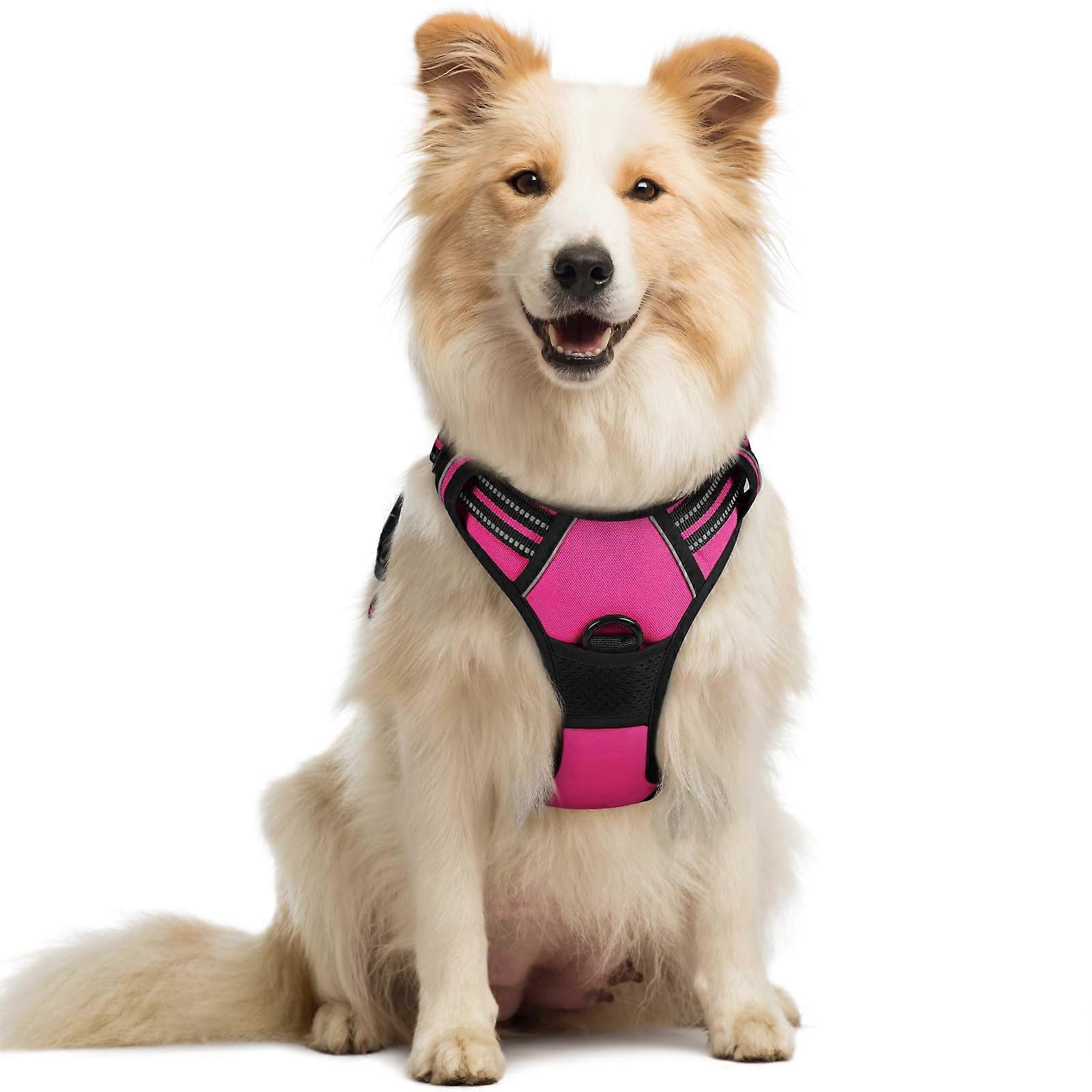 Medium No-Pull Adjustable Reflective Dog Harness with Soft Padding for Comfort and Safety