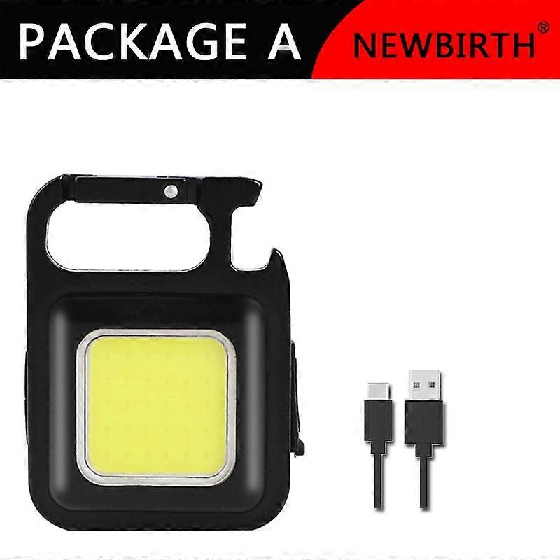 USB Rechargeable Keychain Light Mini Bright Flashlight COB Inspection Light Bottle Opener Outdoor Emergency Work Light Lamps