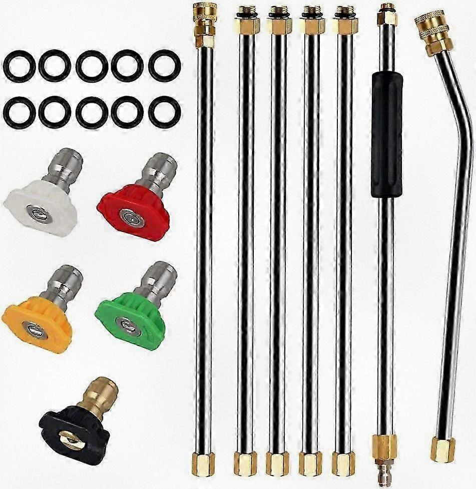 الفولاذ المقاوم للصدأ تصغير ضغط غسالة تمديد عصا مع 1/4 بوصة موصل ذكر و 5 فوهات رش