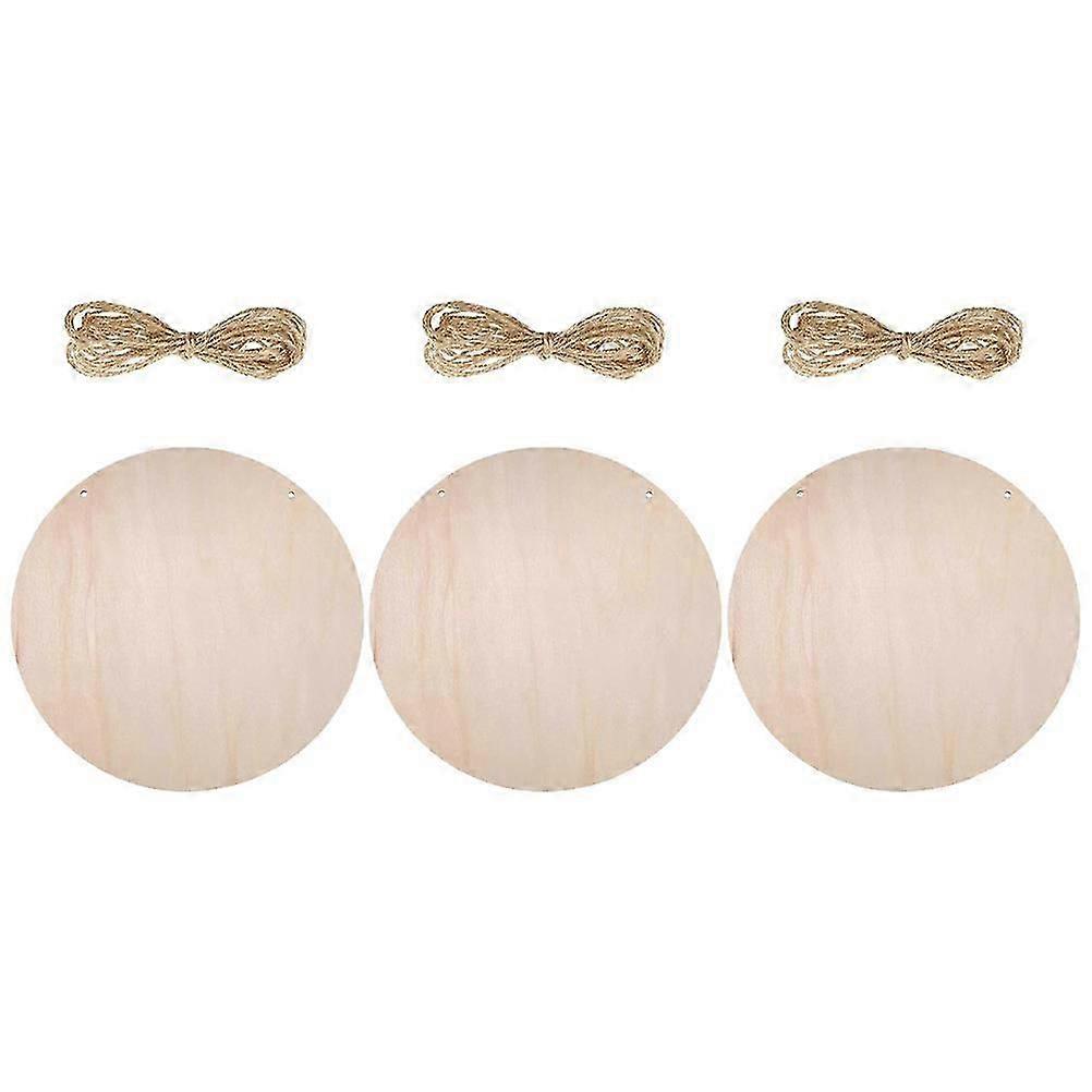 3 مجموعات قطع خشبية DIY معلقة المعلقات غير المكتملة شرائح خشبية مع حبل (خشب)