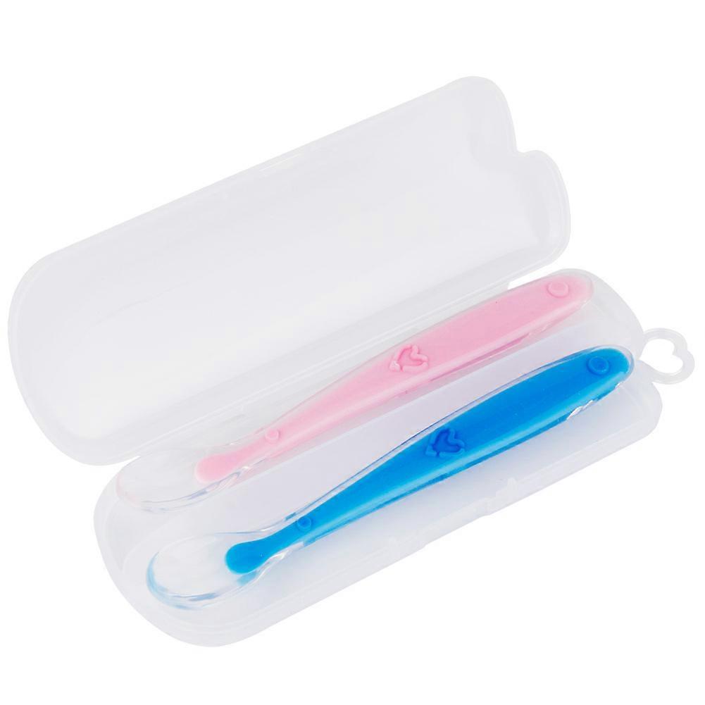 2pcs Soft Silicone Baby Infant Soup Spoon Drinking Eating Spoon Children Tableware