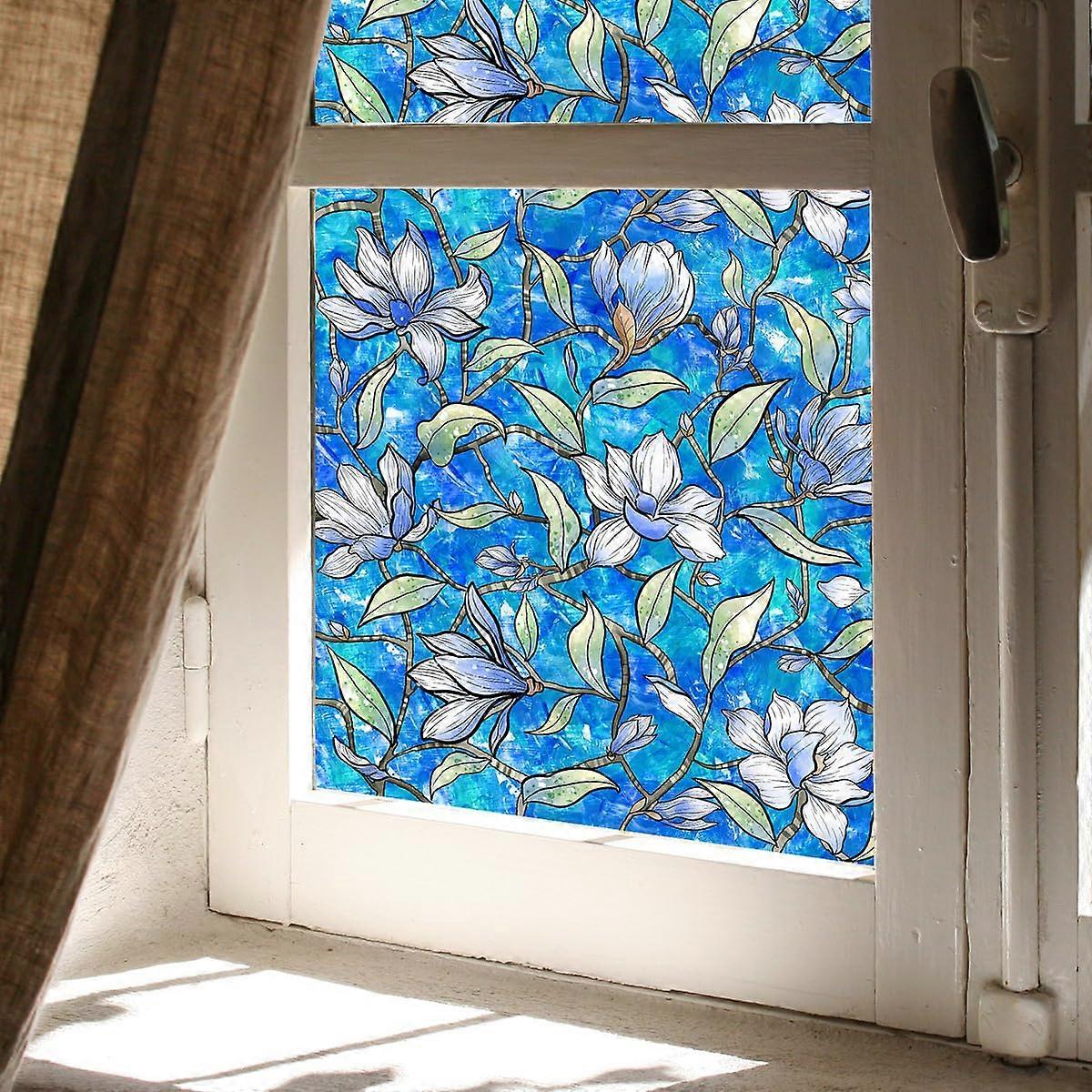 Window Privacy Movie, Glass Window Movie Decorative Flower Static Adhesive Window House Office 17.72 'X 59.06'