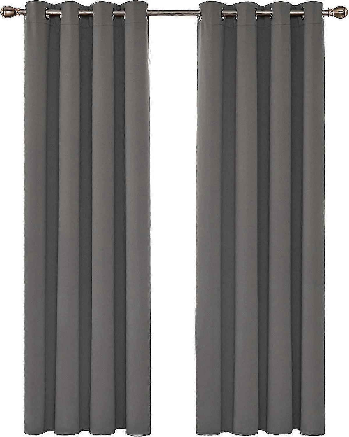2pc Thermal Insulated Blackout Curtains,132x160CM,Light Gray