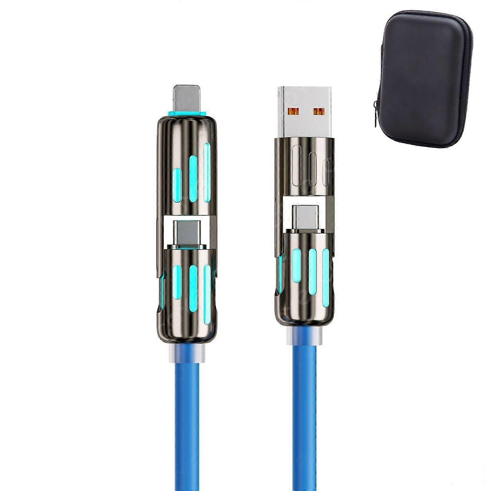 Survival 4-in-1 USB Charging Cable Fast Charge USB C and Micro USB Compatible with Carrying Bag - Durable and Portable