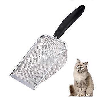 Katzenstreulöffel Edelstahl Mesh Schaufel langer Griff tiefe Schaufel Metall Katzenstreu Löffel
