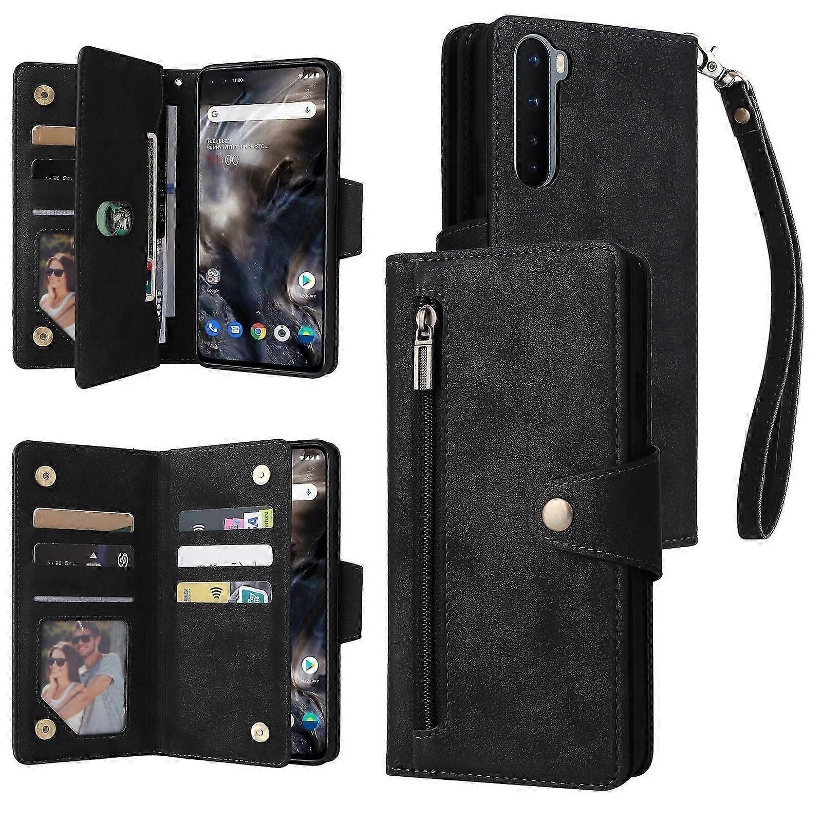Compatible With Oneplus Nord Case Pu Leather Magnetic Flip Zipper Card Holder Wallet Cover