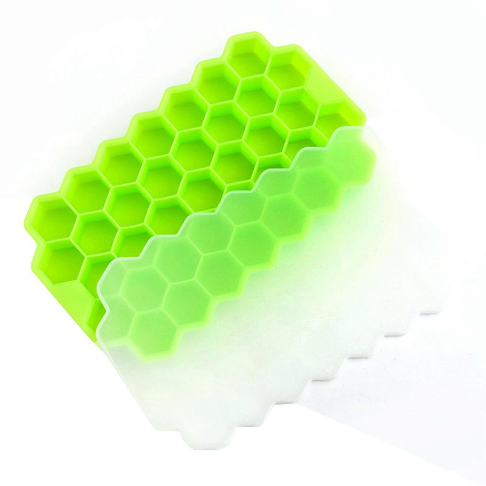 37 Grids Ice Cube Tray Silicone Beehive Shaped Ice Cube Maker with Lid for Candy Chocolate