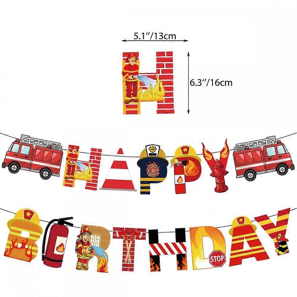 Fireman theme Party Decorations Include Happy Birthday Banner