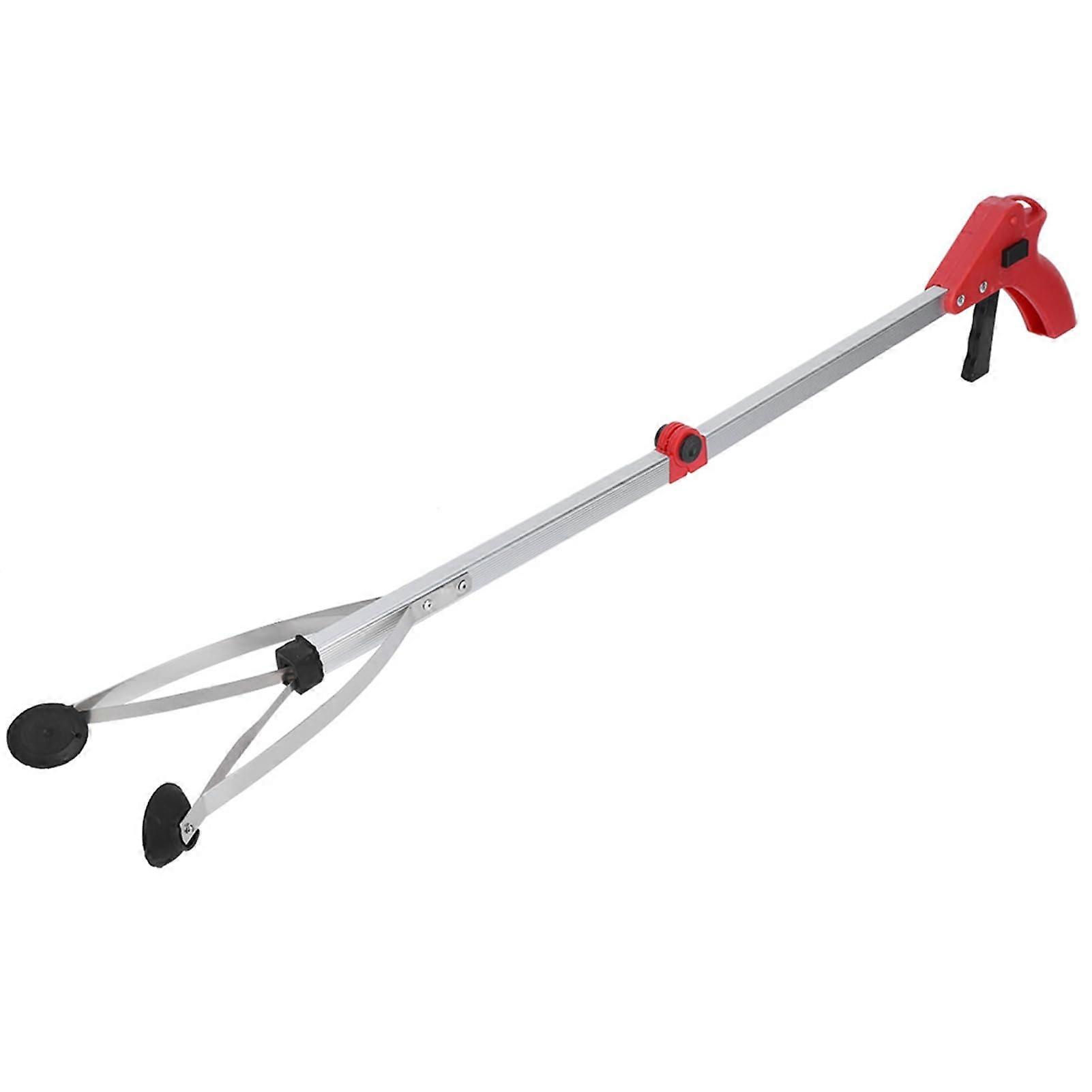Garbage Picker 31.5-Inch Folding Suction Cup Grabber Reacher for Litter and Trash Pickup - Red Handle