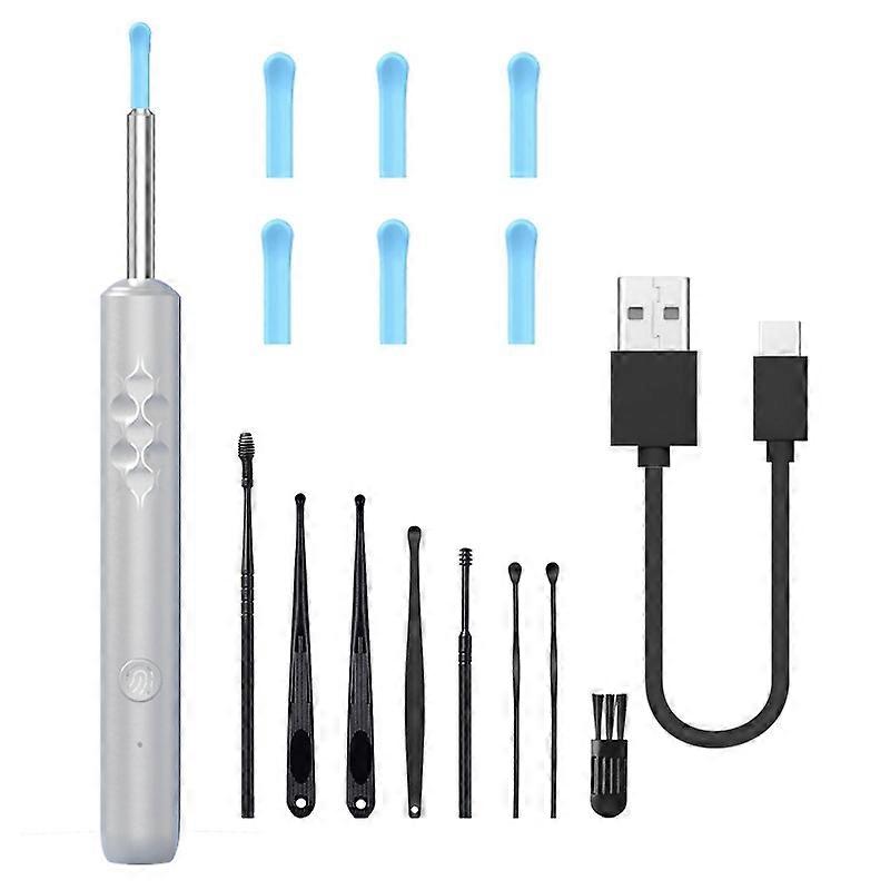 Smart HD WiFi App Connecting Visual Ear Pick Set Metal Integrated Ear Spoon, Upgraded Version - Whit