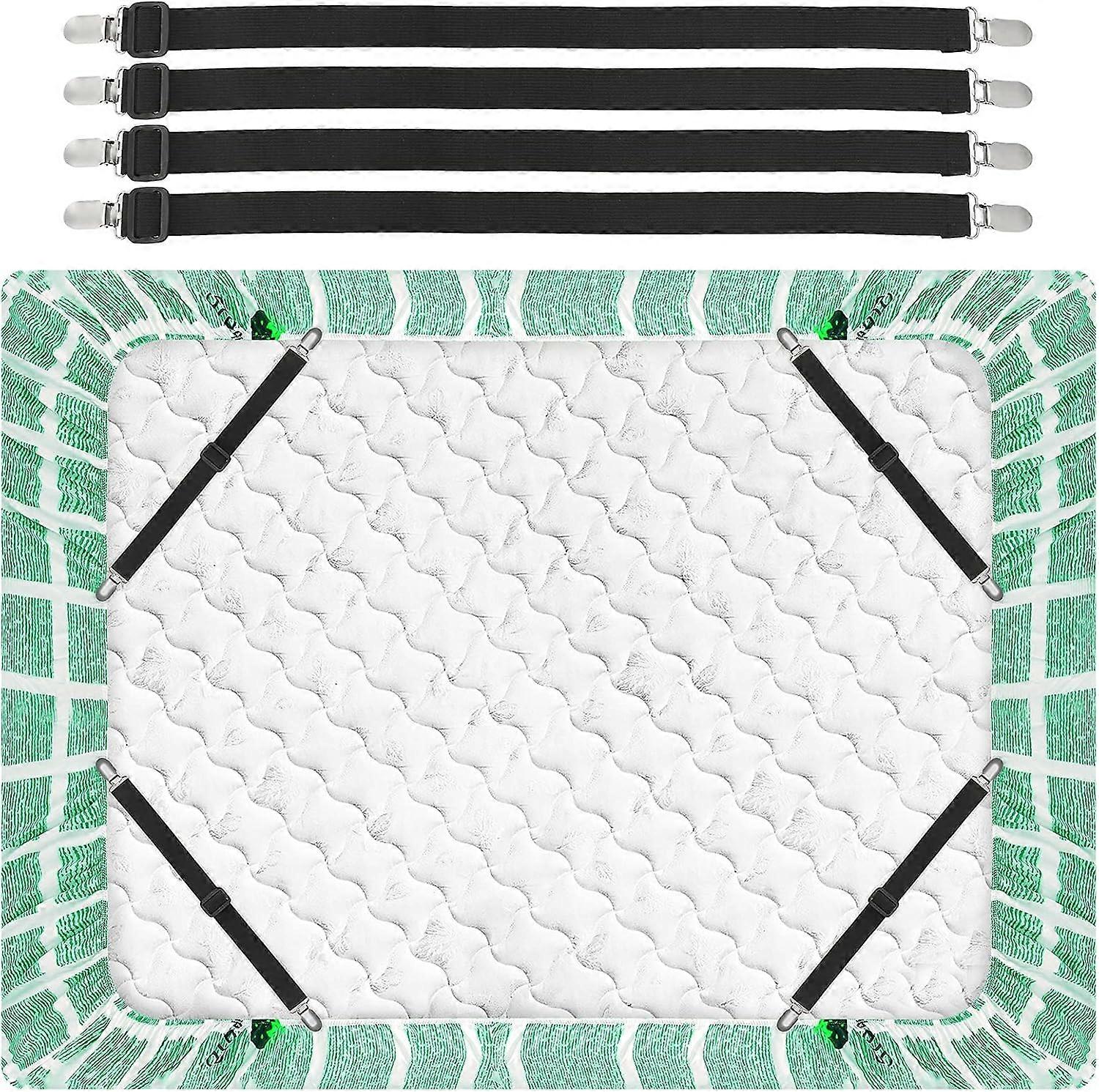 Sheet Tie Down Straps Sheet Corner Clips Adjustable Elastic Sheet Clips Heavy Duty Sheet Clips For Mattress Fitted Sheet Flat Sheet(4Pcs)