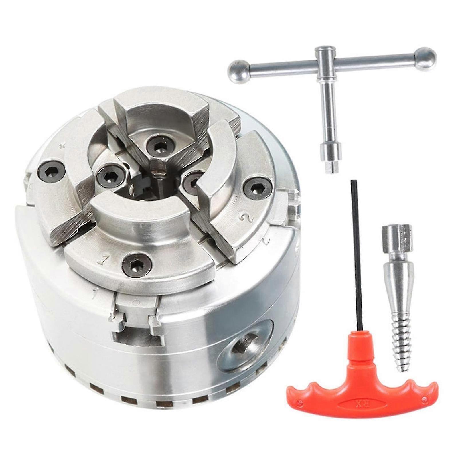 4-Inch Lathe Chuck for Metal and Wood, Durable 4 Jaw Woodworking Lathe Chuck Accessories