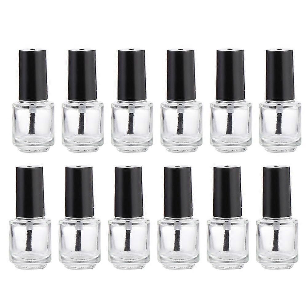 12 Pack Glass Nail Polish Bottles with Electroplated Aluminum Caps & Brushes for Manicure, Essential Oil, and Cuticle Oil Storage – Leak Resistant