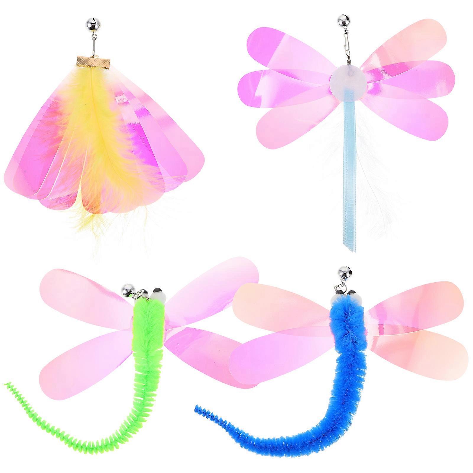 8pcs Cat Teaser Stick Refills with Colorful Worm & Butterfly Heads Flexible, Lightweight Replacement for Kitten Play, Indoor Exercise, and Biting