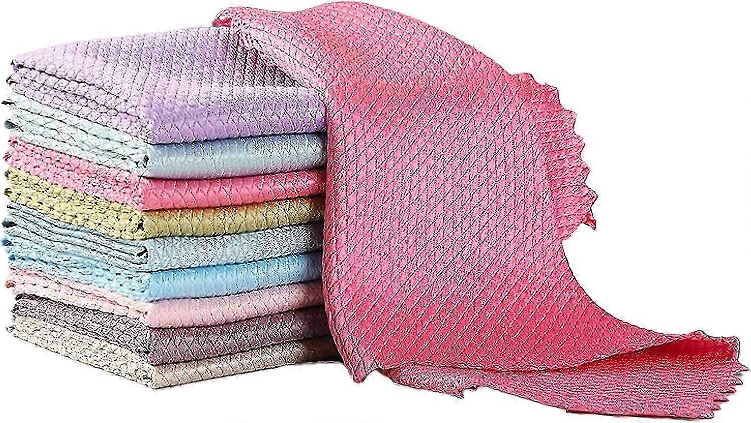10-Pack Colorful Microfiber Cleaning Cloths for Kitchen, Car, Bathroom & More