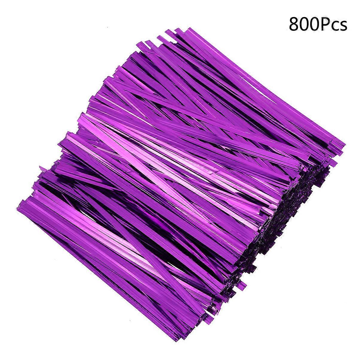 800pcs 10cm Colorful Metallic Bread Candy Bag Ties for Birthday Party Wedding Party Purple