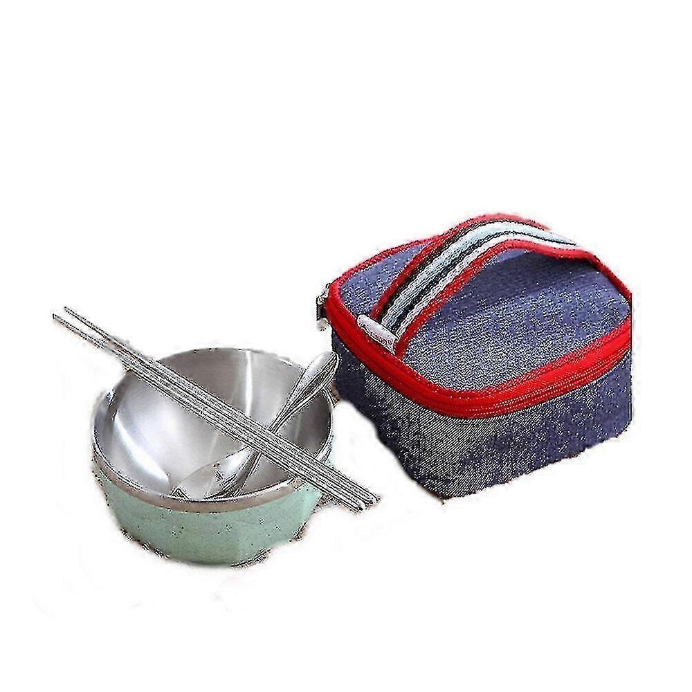 Dinnerware Sets 1set Portable Dinnerware Set Chinese 304 Stainless Steel Travel Cutlery Set With Bag For Kids Picnic