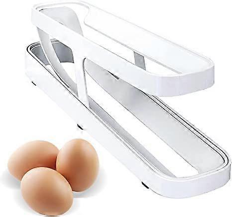 Auto Rolling Egg Storage Fridge, 2-Tier Egg Storage Container for Fridge Space Saving Egg Tray Egg Organizer for Fridge Countertop