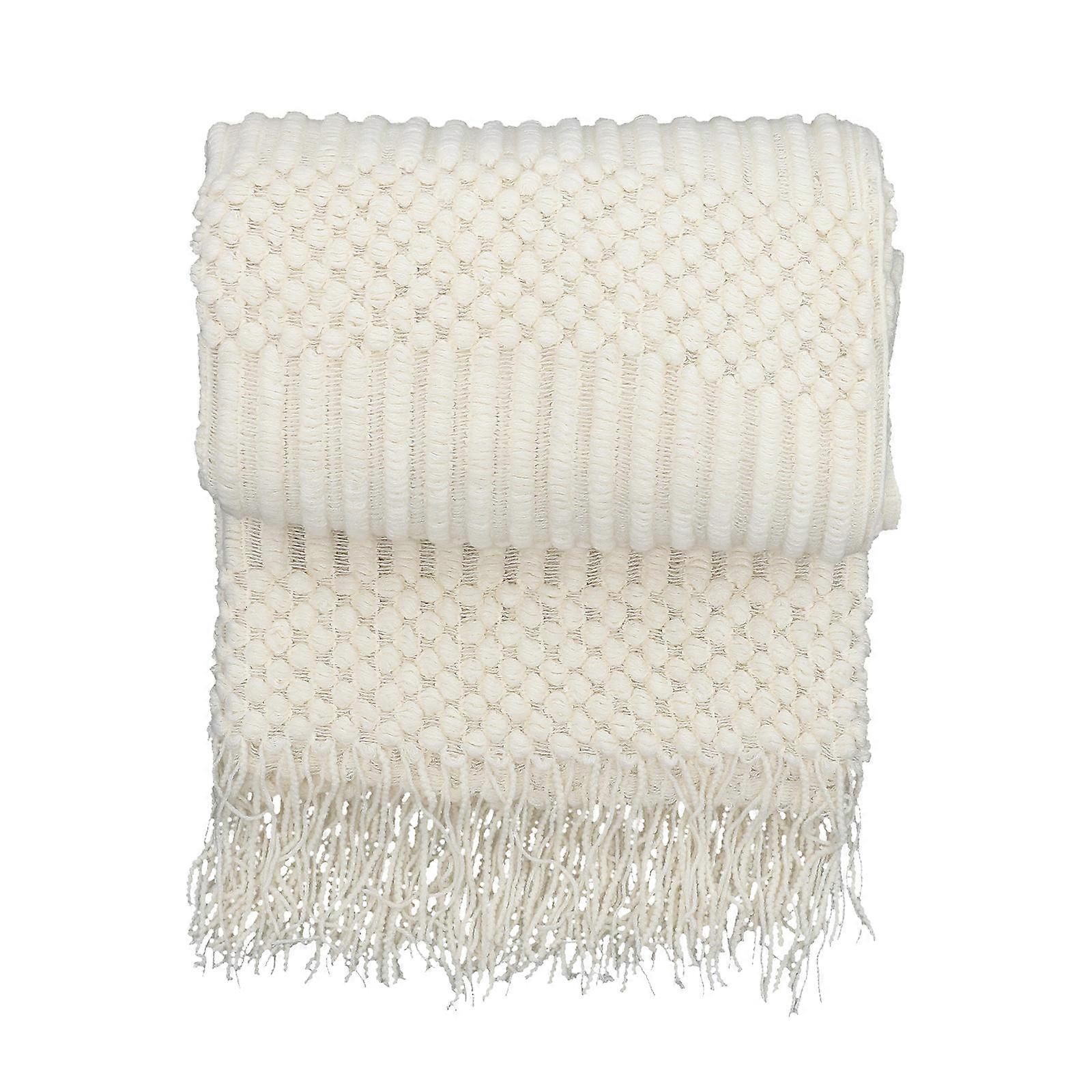 Faux Blanket Multifunctional Throw Blanket Tassel Blanket Office Nap Blanket Comfortable Blanket Beige 152x127cm Home Use 1 Piece
