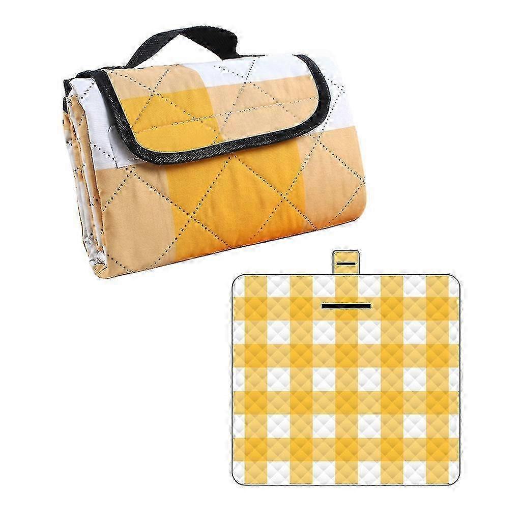 Plaid-pattern Picnic Mat Pad 3-layer Outdoor Camping Blanket