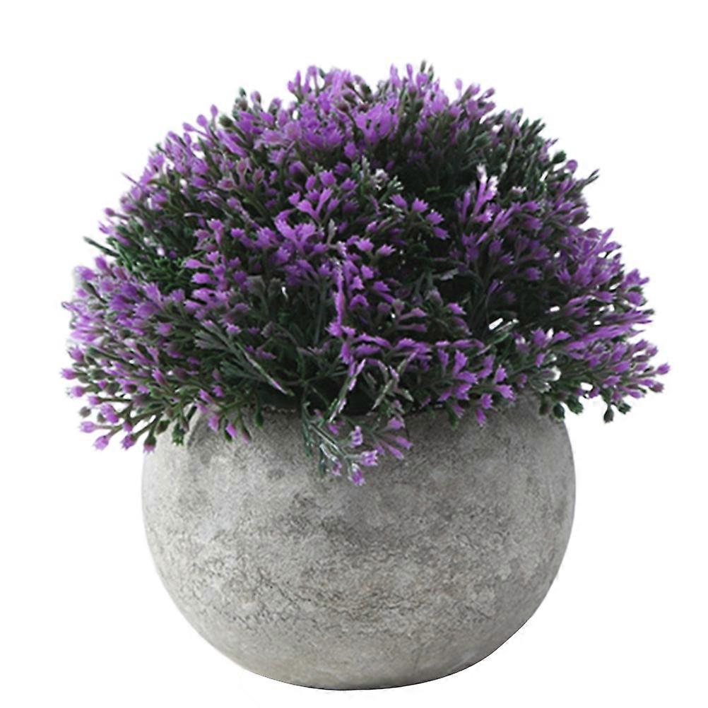 Desktop Artificial Flower Bonsai Ornament Purple 12X12.5cm Simulated Plant Office Decor 1Set
