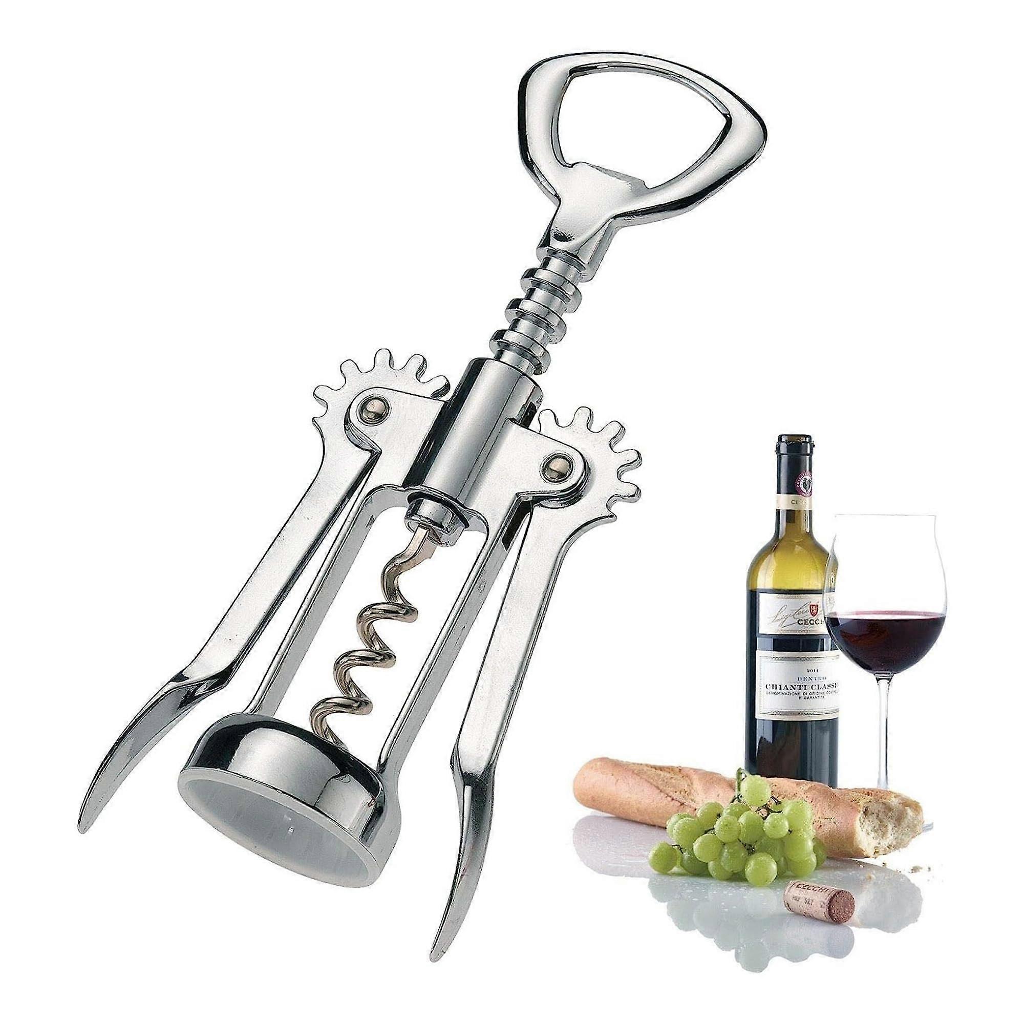 Lever Corkscrew with Ergonomic Handle, Stainless Steel Construction, and Easy Pull-Action Design for Wine Bottles