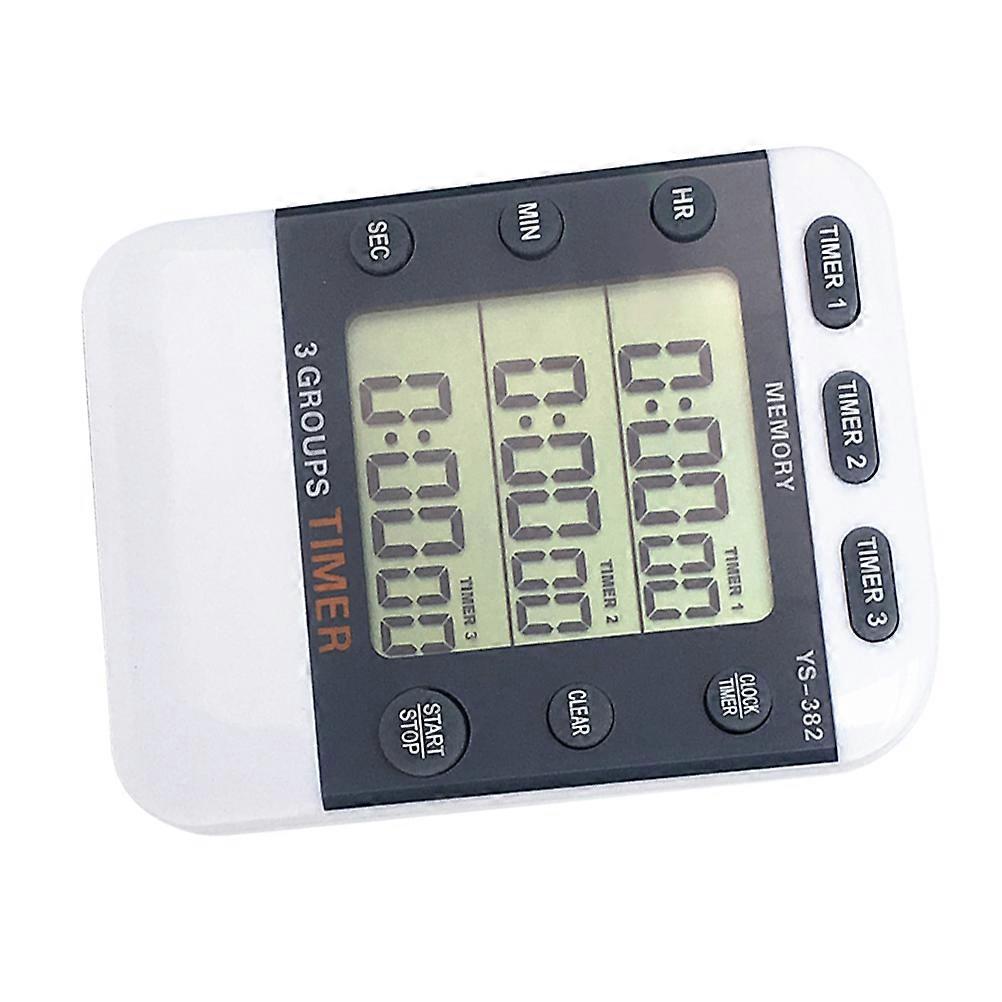 Countdown Timer Digital Stopwatch Timer Handheld Kitchen Cook Timer White Rectangular Display Alarm On/Off 1Pcs