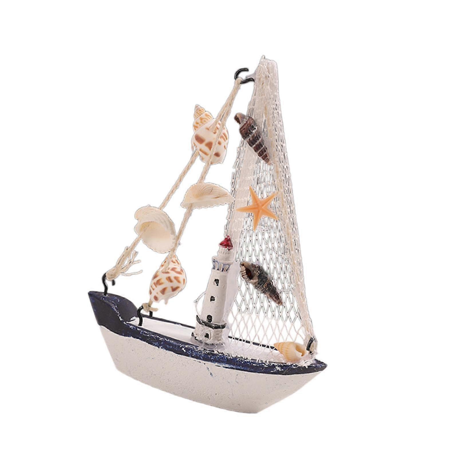 Small Sailing Ship Model Decorative Accessory for Home or Office Lighthouse