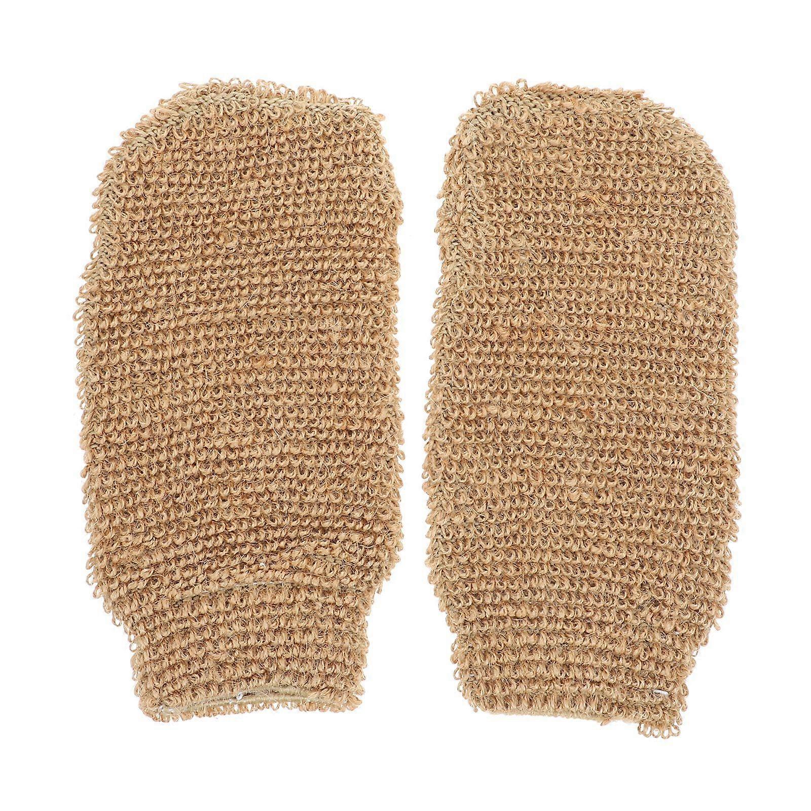 2PCS Dusche Handschuhe Jute Reiben Bad Handtücher Bad Hand Reiben Handschuhe Schrubben Handtücher