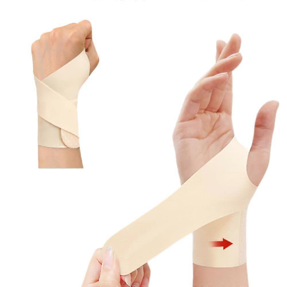2-PCS Carpal Tunnel Wrist Support, Adjustable Ultra-Thin Elastic Hand Brace for Arthritis, Tendonitis, Wrist Pain, Beige