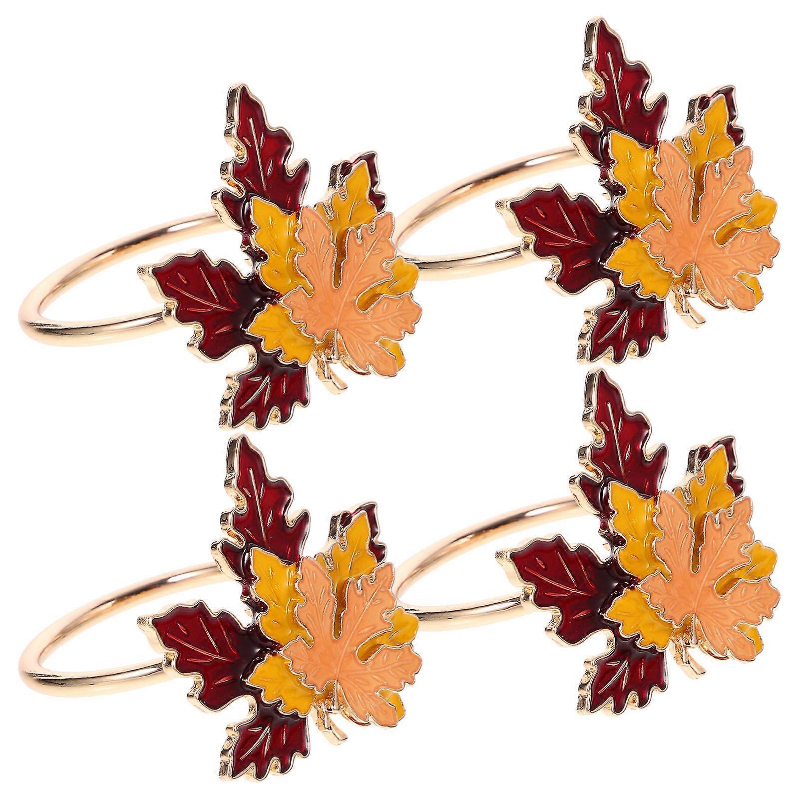 Napkin Rings Rustic Fall Napkin Holder Supply Multi-Colored 4.60X4.50X4.30cm Easy to Clean 4Pcs